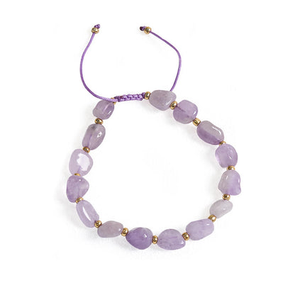 Buddha Stones Irregular Shape Amethyst Braid String Balance Bracelet