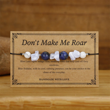 Buddha Stones Don't Make Me Roar Purple Agate Blue Lace Agate Blue Sodalite Protection Bracelet