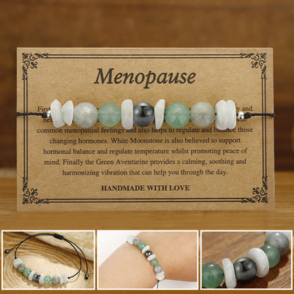 Buddha Stones Menopause Labradorite Green Aventurine White Moonstone Healing Bracelet