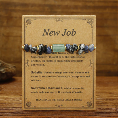 Buddha Stones New Job Green Aventurine Sodalite Snowflake Obsidian Energy Bracelet