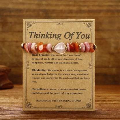 Buddha Stones Thinking Of You Rose Quartz Rhodonite Carnelian Relationships Bracelet