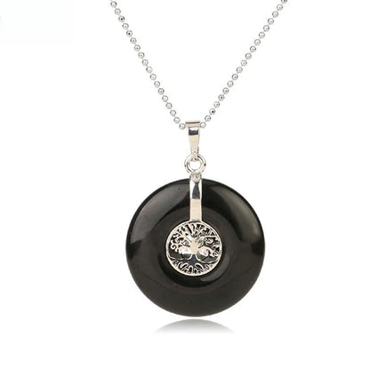 Buddha Stones Various Crystal Rose Quartz Green Aventurine Amethyst The Tree of Life Kindness Necklace Pendant