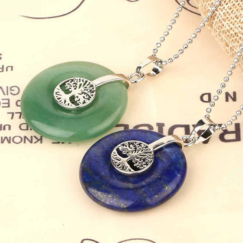 Buddha Stones Various Crystal Rose Quartz Green Aventurine Amethyst The Tree of Life Kindness Necklace Pendant