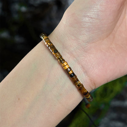 Buddha Stones Natural Tiger Eye Spacer Bead Courage Bracelet