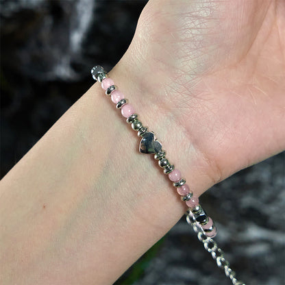 Buddha Stones Natural Stone Amazonite Amethyst Lazurite Rose Quartz Heart Positive Balance Bracelet