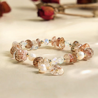 Buddha Stones Natural Super Seven Crystal Irregular Small Pieces Positive Bracelet