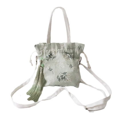 Buddha Stones White Flowers Green Leaves Canvas Tote Crossbody Bag Shoulder Bag Handbag