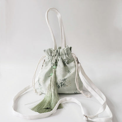 Buddha Stones White Flowers Green Leaves Canvas Tote Crossbody Bag Shoulder Bag Handbag