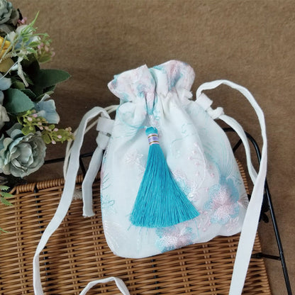 Buddha Stones Embroidered Flowers Cherry Blossoms Vine Canvas Crossbody Bag Shoulder Bag