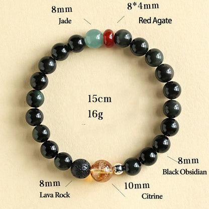 Buddha Stones Natural Black Obsidian Beads Strength Fulfillment Bracelet