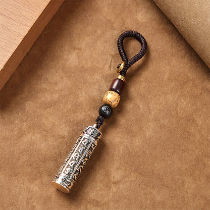 Buddha Stones Tibetan Om Mani Padme Hum Shurangama Mantra Vajra Pattern Copper Purity Key Chain