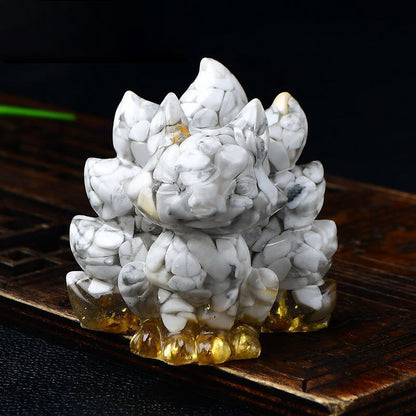 Buddha Stones Natural Various Crystal Strawberry Quartz Amethyst Nine Tailed Fox Protection Home Decoration