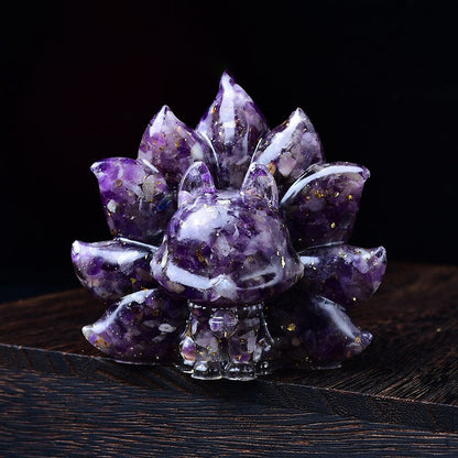 Buddha Stones Small Various Stone Pink Crystal Citrine Amethyst Nine Tailed Fox Warmth Home Decoration