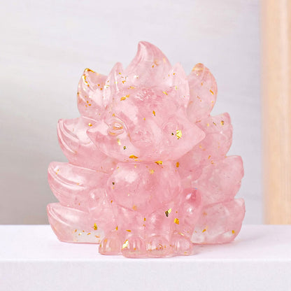 Buddha Stones Small Various Stone Strawberry Quartz Amethyst Green Aventurine Nine Tailed Fox Healing Home Decoration
