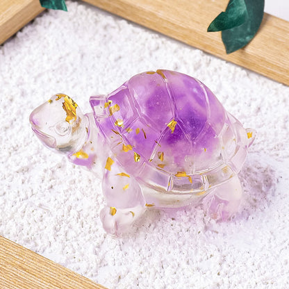 Buddha Stones Various Stone Citrine Green Aventurine Amethyst Mini Turtle Prosperity Home Decoration