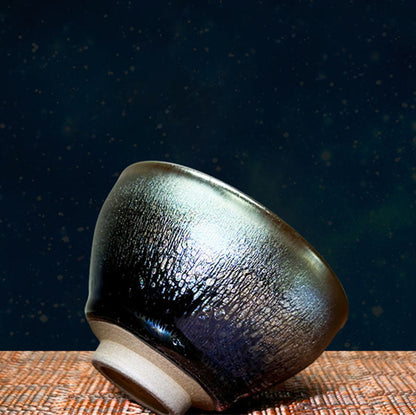 Buddha Stones Handmade Chinese Jianzhan Oil Drop Spots Pattern Ceramic Teacup Tenmoku Kung Fu Tea Cup 150ml