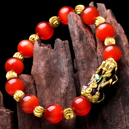 Buddha Stones Cat Eye Color Change PiXiu Support Bracelet