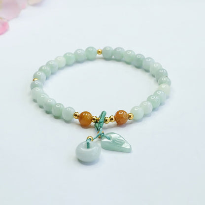 Buddha Stones Jade Beads Leaf Peace Buckle Prosperity Bracelet