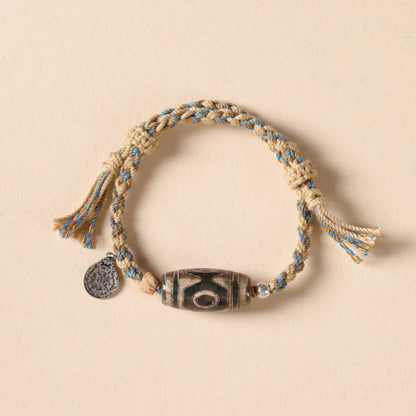 Buddha Stones Tibetan Dzi Bead Wealth  Protection Braided Bracelet