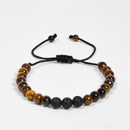Buddha Stones 3Pcs Tiger Eye Lava Rock Protection Bracelet Set