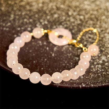 Buddha Stones Natural Pink Crystal Beads Peace Buckle Self-acceptance Bracelet