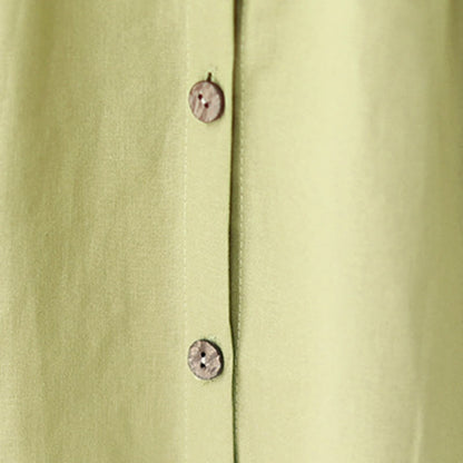 Buddha Stones Summer Casual Plain Buttons Stand Collar Design Three Quarter Sleeve Acrylic Cardigan Midi Dress With Pockets