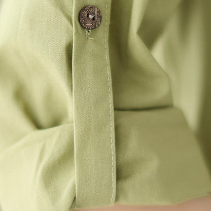 Buddha Stones Summer Casual Plain Buttons Stand Collar Design Three Quarter Sleeve Acrylic Cardigan Midi Dress With Pockets