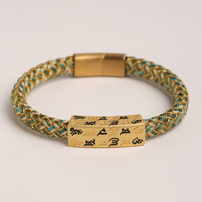 Buddha Stones Tibetan Om Mani Padme Hum Various Colors Rope Gold Thread Diamond Knot Luck Buckle Bracelet