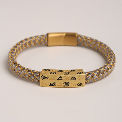 Buddha Stones Tibetan Om Mani Padme Hum Various Colors Rope Gold Thread Diamond Knot Luck Buckle Bracelet