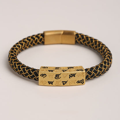 Buddha Stones Tibetan Om Mani Padme Hum Various Colors Rope Gold Thread Diamond Knot Luck Buckle Bracelet