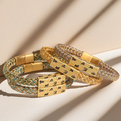 Buddha Stones Tibetan Om Mani Padme Hum Various Colors Rope Gold Thread Diamond Knot Luck Buckle Bracelet