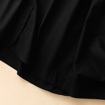 Buddha Stones Summer Plain Crew Neck Simple Short Sleeve Design Midi Dress With Pockets