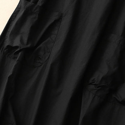 Buddha Stones Summer Plain Crew Neck Simple Short Sleeve Design Midi Dress With Pockets