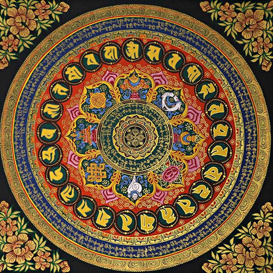 Buddha Stones Tibetan Thangka Painting Om Mani Padme Hum Scripture Handmade Decoration(Random Style)