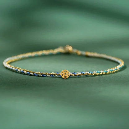 FREE Today: Luck Strength Colorful Rope Coin Bead Extra Thin Braided Bracelet