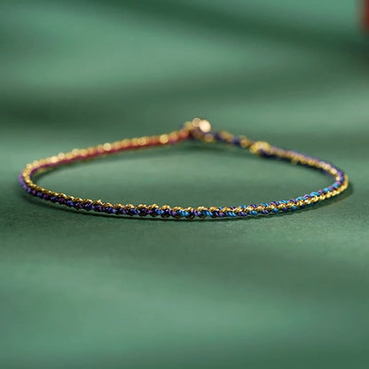 Buddha Stones Colorful Rope Luck Coin Bead Abundance Extra Thin Braided Bracelet