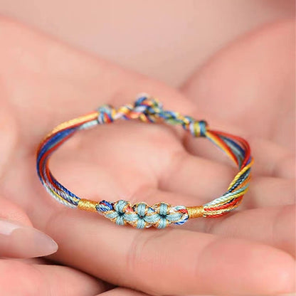 Buddha Stones Colorful Rope Peach Blossom Knot Zongzi Braided Bracelet