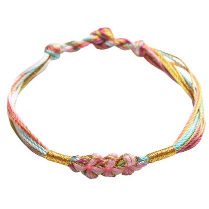 Buddha Stones Colorful Rope Peach Blossom Knot Zongzi Braided Bracelet