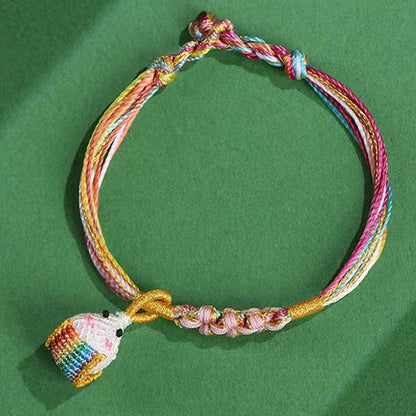 Buddha Stones Colorful Rope Peach Blossom Knot Zongzi Braided Bracelet
