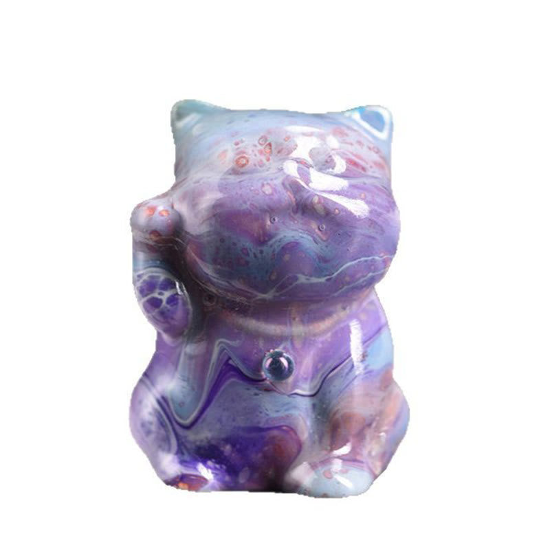 Buddha Stones Cute Mini Cat Rosewood Lacquer Craft Warmth Decoration Random Color(Blind Box)