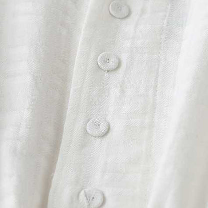 Buddha Stones Retro Solid Color Drawstring Frog-Button Design Long Sleeve Cotton Linen Midi Dress With Pockets