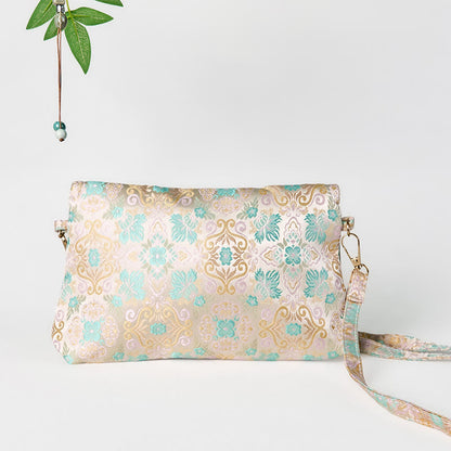 Buddha Stones Retro Flowers Pattern Polyester Cotton Embroidery Crossbody Bag Hangbags