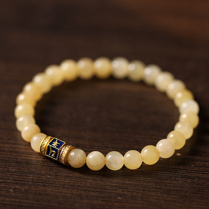 Buddha Stones Topaz Beads Om Mani Padme Hum Fortune Bracelet