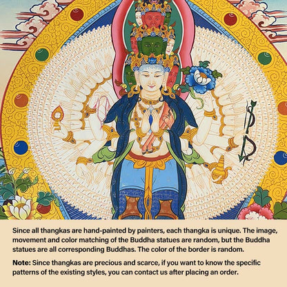 Buddha Stones Tibetan Thangka Painting Yellow God of Wealth Green Tara Avalokitesvara Handmade Decoration Blind Box(Random Style)