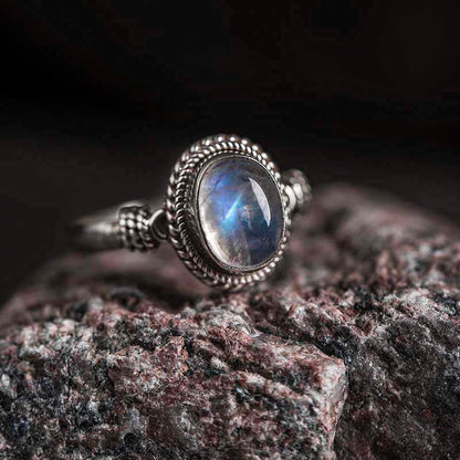Buddha Stones 925 Sterling Silver Natural Moonstone Positive Ring