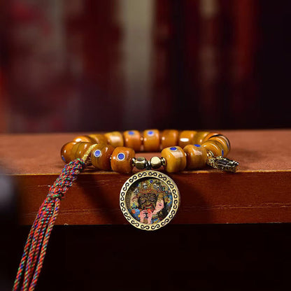 Buddha Stones Vintage Tibetan Bone Beads Braided Rope Positive Balance Bracelet