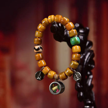 Buddha Stones Vintage Tibetan Bone Beads Dzi Bead Cute Fox Balance Bracelet