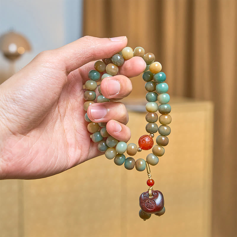 Buddha Stones Colorful Bodhi Seed Harmony Double Wrap Bracelet