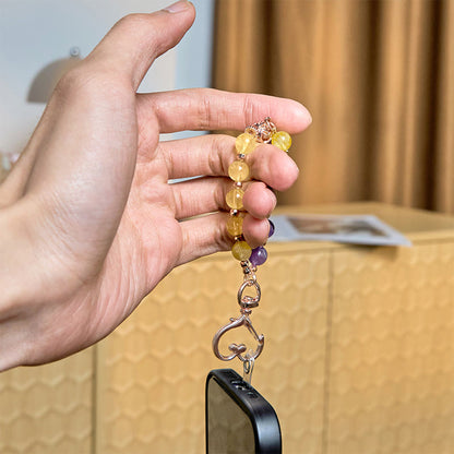 Buddha Stones Natural Amethyst Citrine Bead Healing Key Chain Hanging Decoration