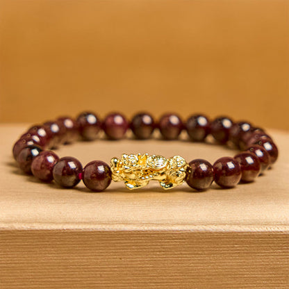 Buddha Stones Natural Garnet Beads PiXiu Protection Bracelet